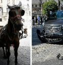 Roma, scontro tra auto e botticella in centro: ferito il cavallo 