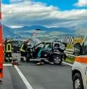 Valsugana bloccata per un incidente tra due auto e una moto: nove i feriti