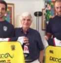 i giocatori con il Presidente del Mogliano Rugby 1969, Maurizio Piccin, dopo la firma del contratto