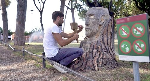 albero abbattuto scultura