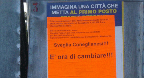 Ecco la prima denuncia della campagna elettorale di Conegliano