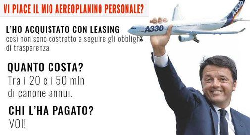 Il nuovo aereo per il Presidente del Consiglio ci costerà un milione di euro al mese