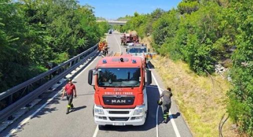 Allarme per un incendio boschivo, chiuso tratto della Statale 14