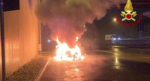 Auto in fiamme sulla Superstrada Pedemontana Veneta